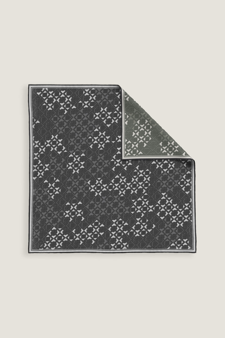 Double-sided designer scarf with contemporary geometric surface pattern by MÀNA