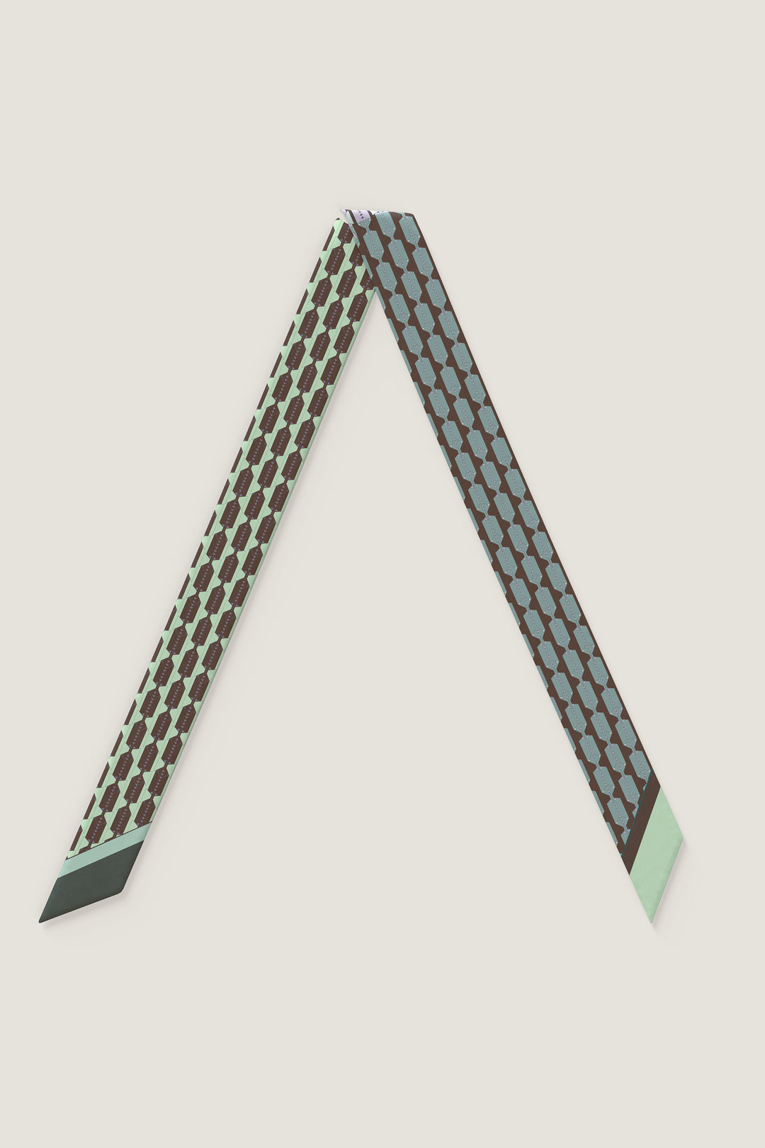 Sustainable silk twill scarf featuring modern Art Deco surface design by MÀNA